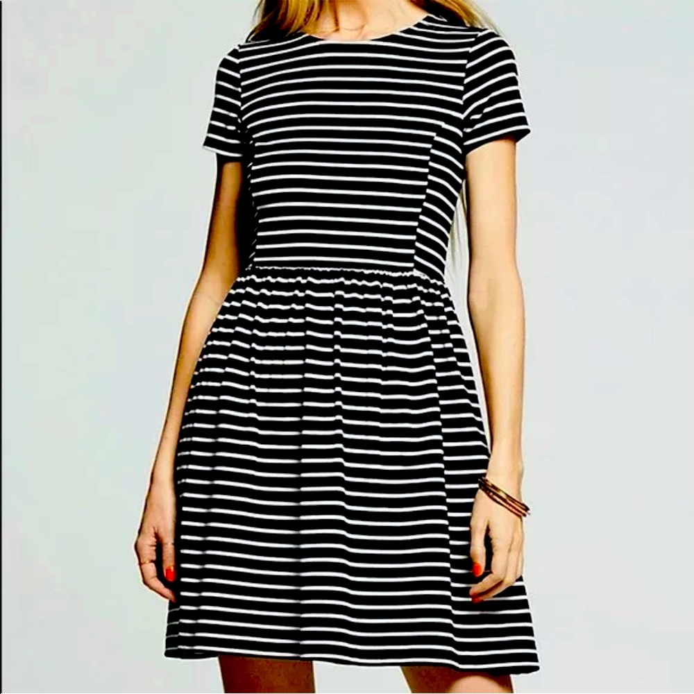 Black and White Striped Skater Dress
